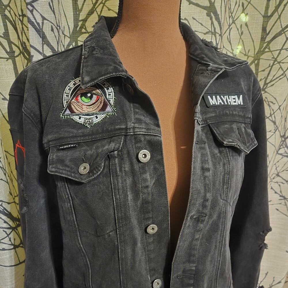 ONE OF A KIND - Black denim custom "tour jacket" The Elected Officials punk band